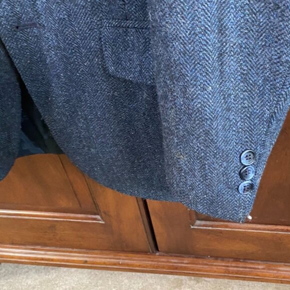 Towncraft Mens Blazer Jacket 40R Wool Blend Gray Herringbone Double Button - Picture 12 of 16